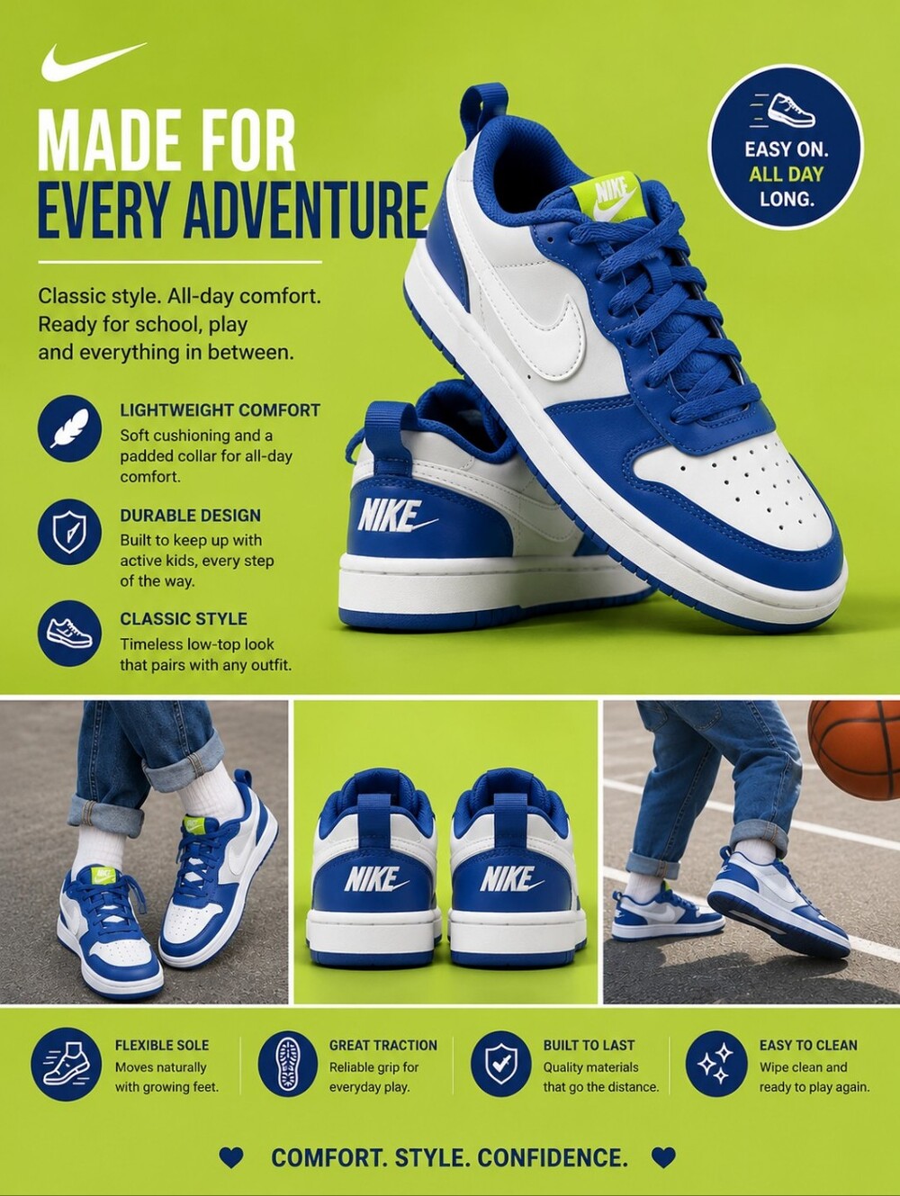 Nike Kids' Blue and White Low-Top Sneakers